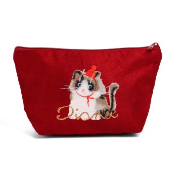 Velvet embroidery pouch