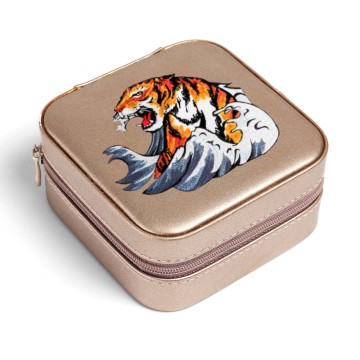 Embroidery Pu leather square jewelry case