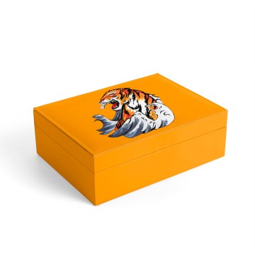 Embroidery vegan leather box