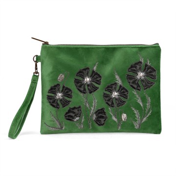 Embroidery floral cosmetic bag