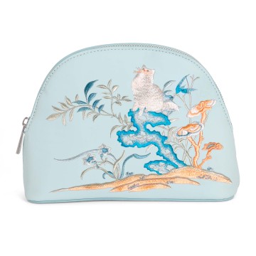 Oyster shaped Vegan leather embroidery bag