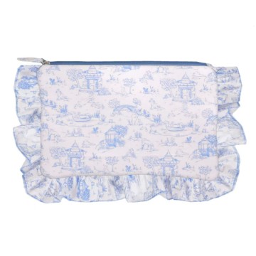 Ruffle cotton toile pouch