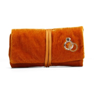 Velvet embroidery jewelry roll