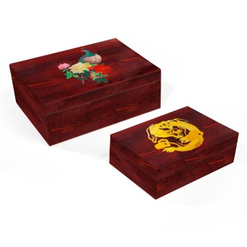 Vegan leather wooden pattern decorative box