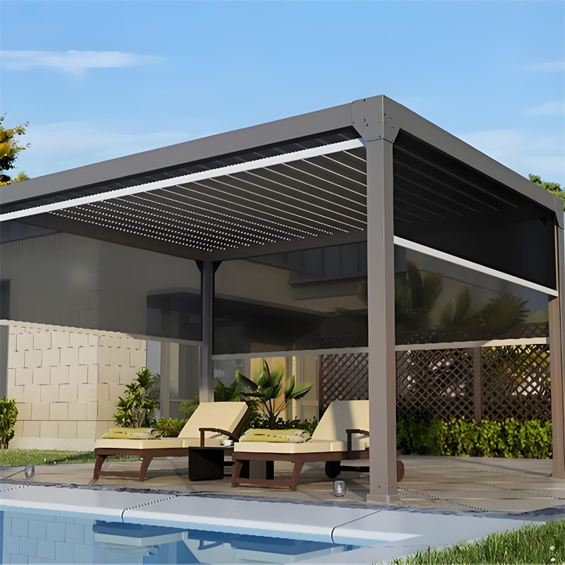 JL Modern Waterproof Outdoor Aluminium Pergola Motorized Louver