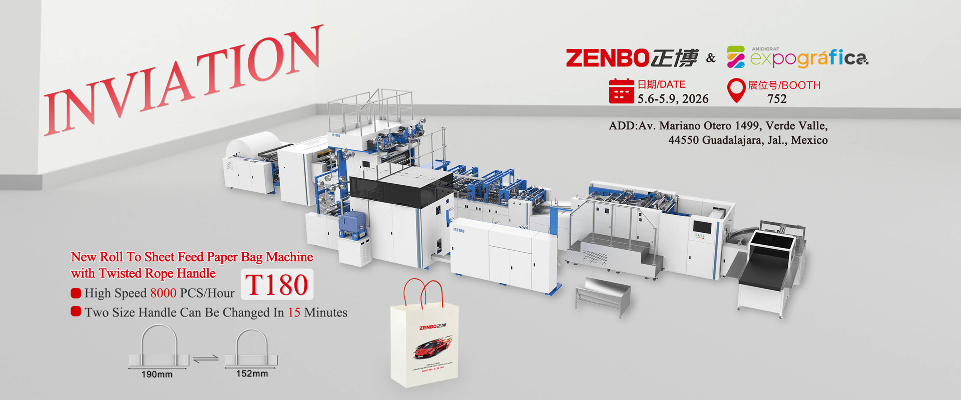 Fully Automatic Roll Feeding Paper Bag With Handle Making Machine