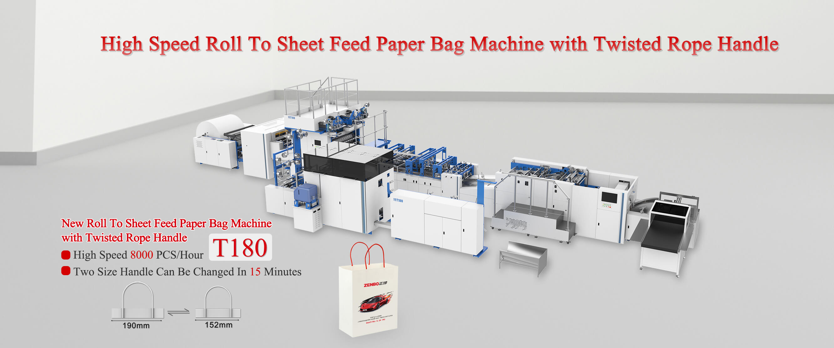 Fully Automatic Roll Feeding Paper Bag With Handle Making Machine