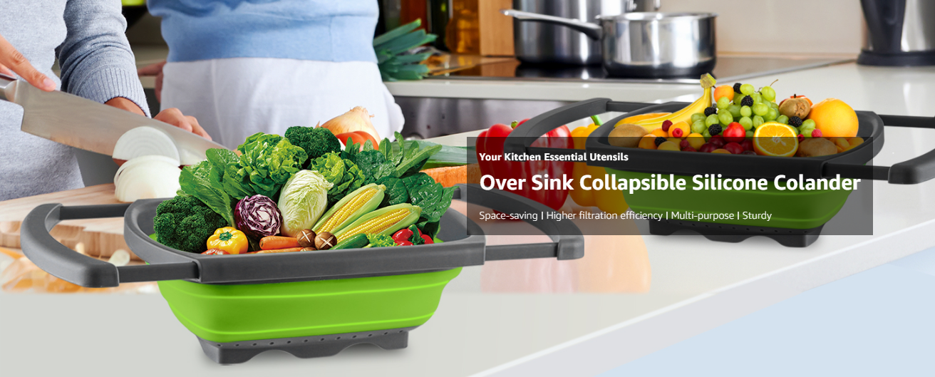 Adjustable silicone collapsible Colander (7)sfy