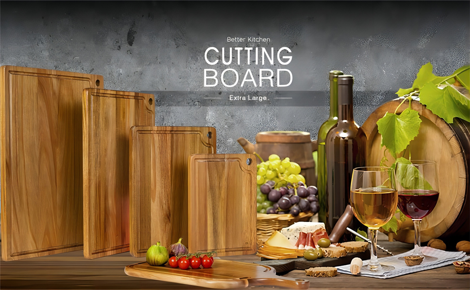 Large Acacia Wood Cutting Board for Kitchen (10)yl2