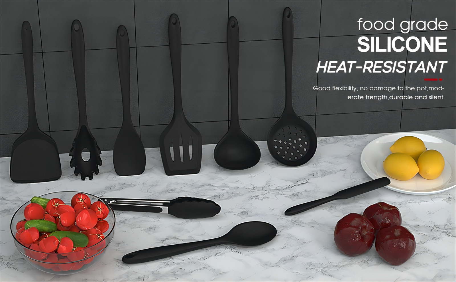 Set di utensili da cucina in silicone (11)qtu