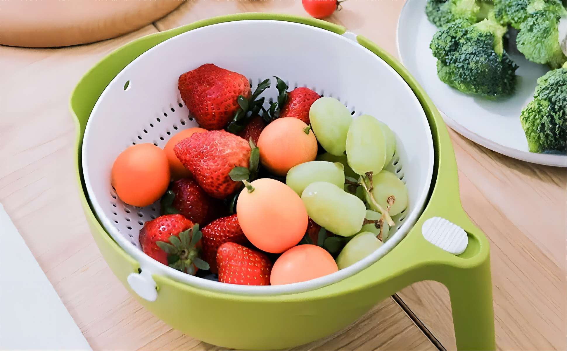 Colander Boleh Diputar dengan Mangkuk Basuh untuk Buah-buahan dan Sayur-sayuran 1 (1)vii