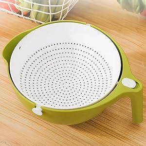 Colander Boleh Diputar dengan Mangkuk Basuh untuk Buah-buahan dan Sayur-sayuran 1 (2)llv