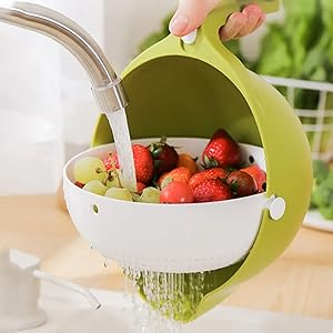 Rotatable Colander with Wash Bowl for Fruits and Vegetables 1 (3)n1k