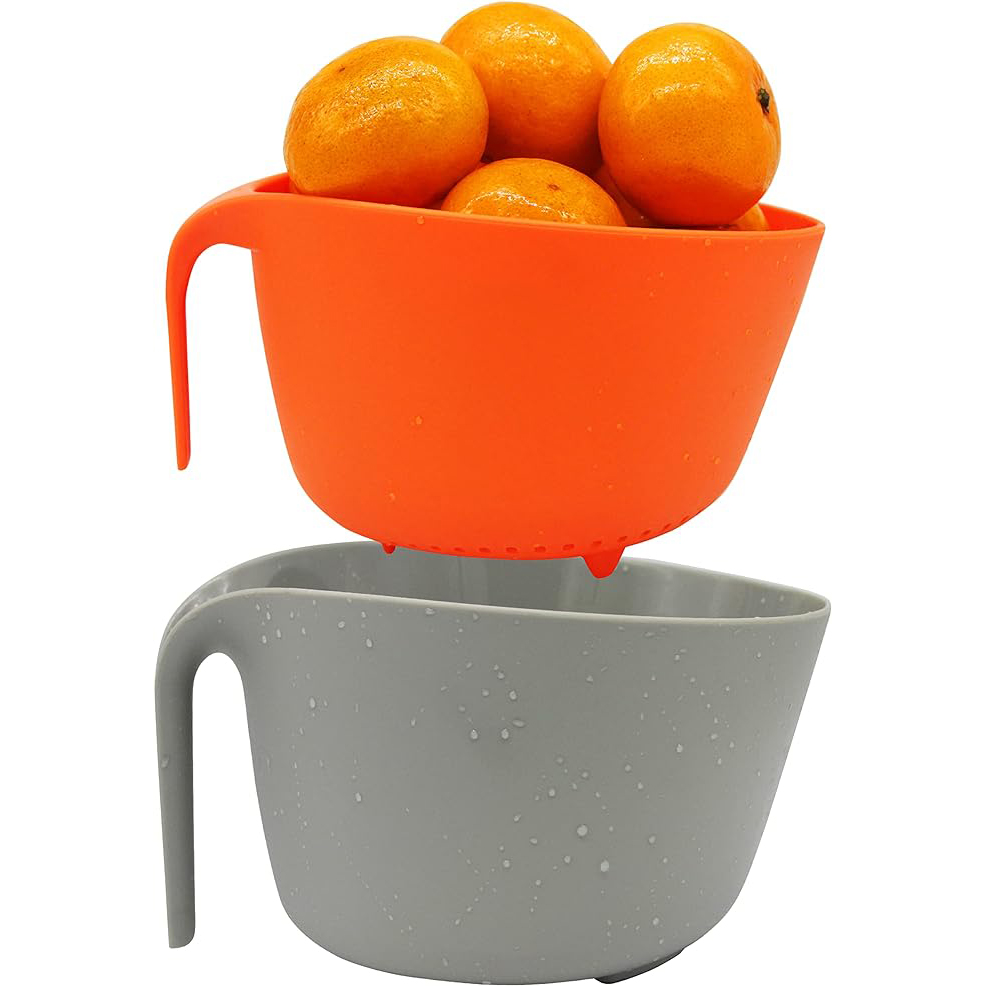 2 in 1 Colander with Long Handle Strainer