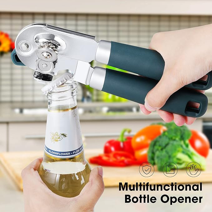 Blikopener met multifunctionele flessenopener