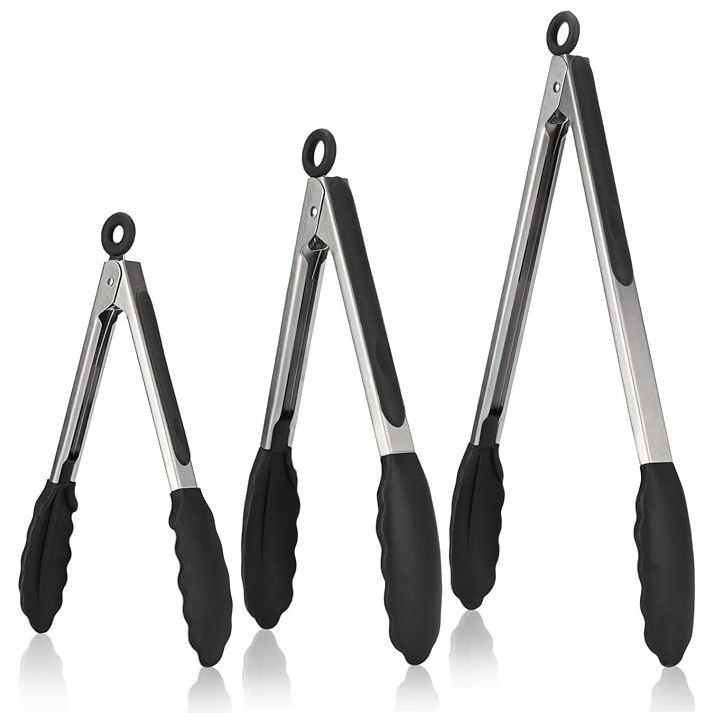 Stainless Steel Locking Kitchen Tongs with Silicon Tips