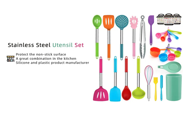 Set Perkakas Dapur Nonstick dengan Pemegang Keluli Tahan Karat-ZHENGYI