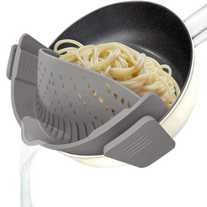 Silicone Food Strainer Hands-Free Pan Strainer