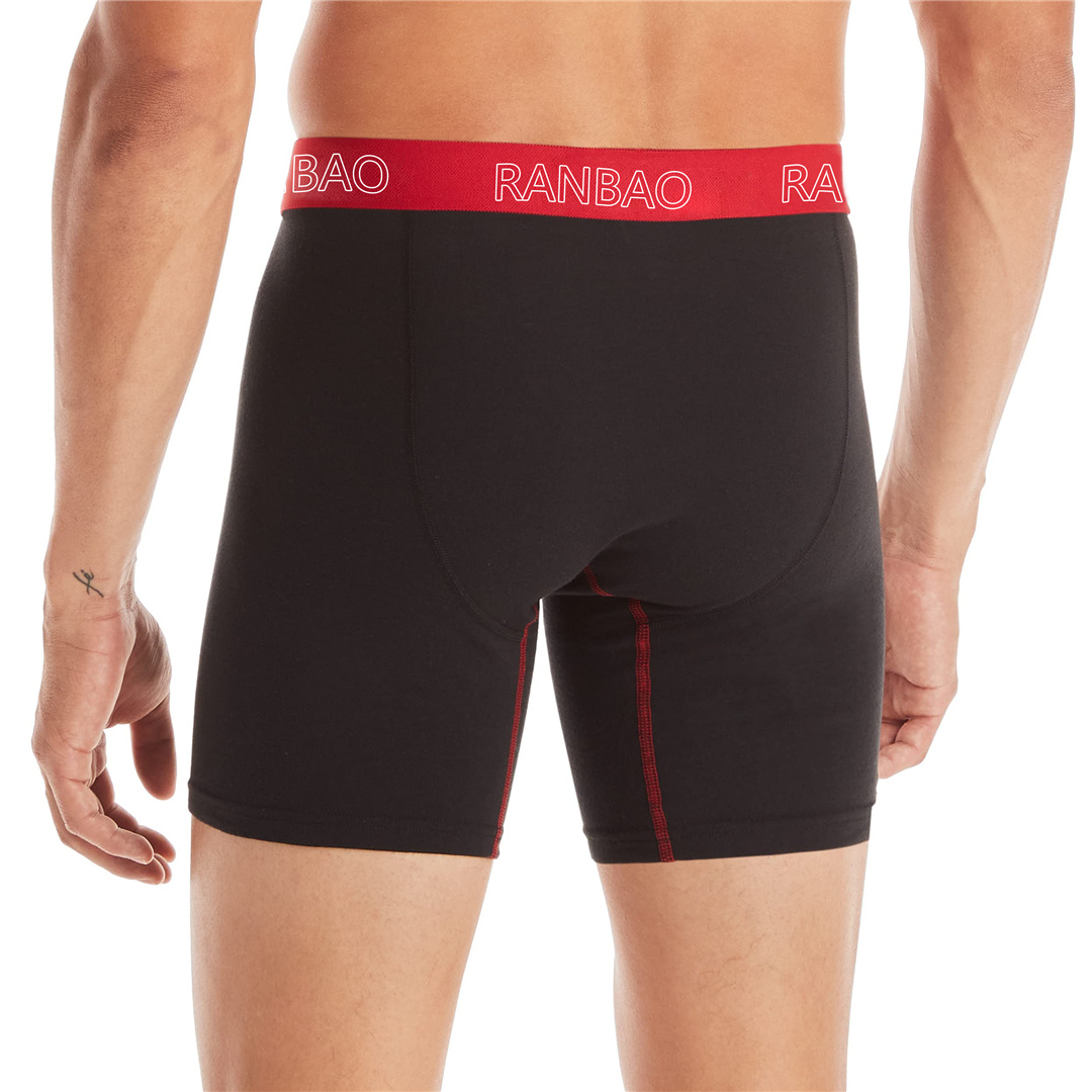 Cueca boxer masculina de algodão grosso roupa íntima de perna longa