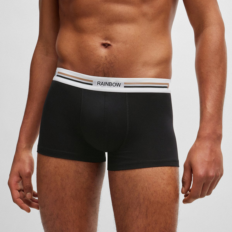 Cueca boxer masculina de cintura alta com elástico alto