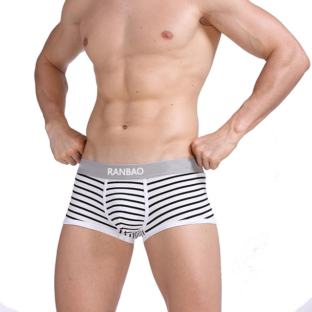 Boxer da uomo in cotone a righe, boxer a gamba corta