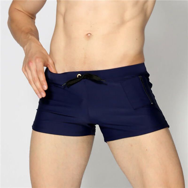 OEM Men's Front Pocket Drawstring Swim Trunks