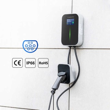 16A EV Charger Wallbox 11kW 3phase EU Standard LCD Screen Electric Car Charging Station with IEC621962 Cable