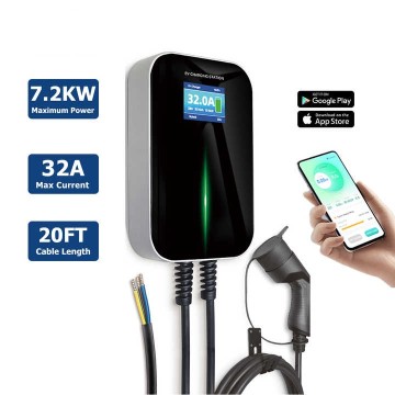 Best Selling Electric Car Charger station 7kW 1Phase APP 32A EV Wallbox Charger with 20 Feet Cable