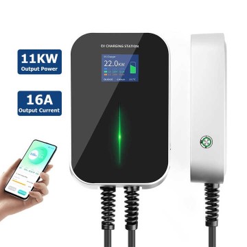 Customized Electric Car Charging station 7kW 1Phase APP Android and iOS Systems 6.1m Cable 32A Wallbox EV Charger