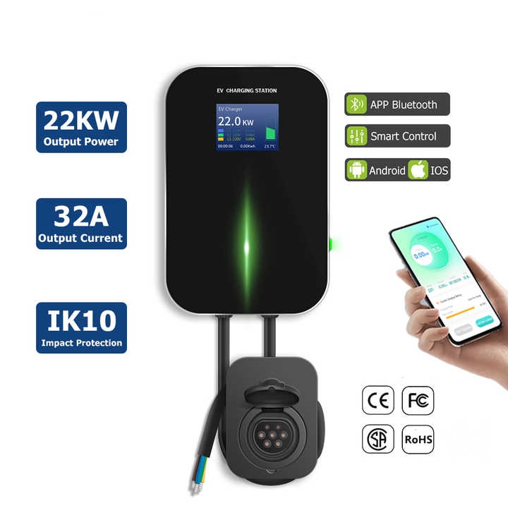 380V 22kW APP WALLBOX SMART Setting Charging Time AC EV CAR CHARGER with software