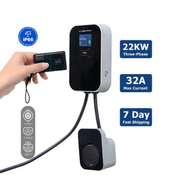 Wholesale EV Wall-mounted Charging Stations 22kW 32A 3phase EVSE RFID Electric Vehicle Charger for Public Charging