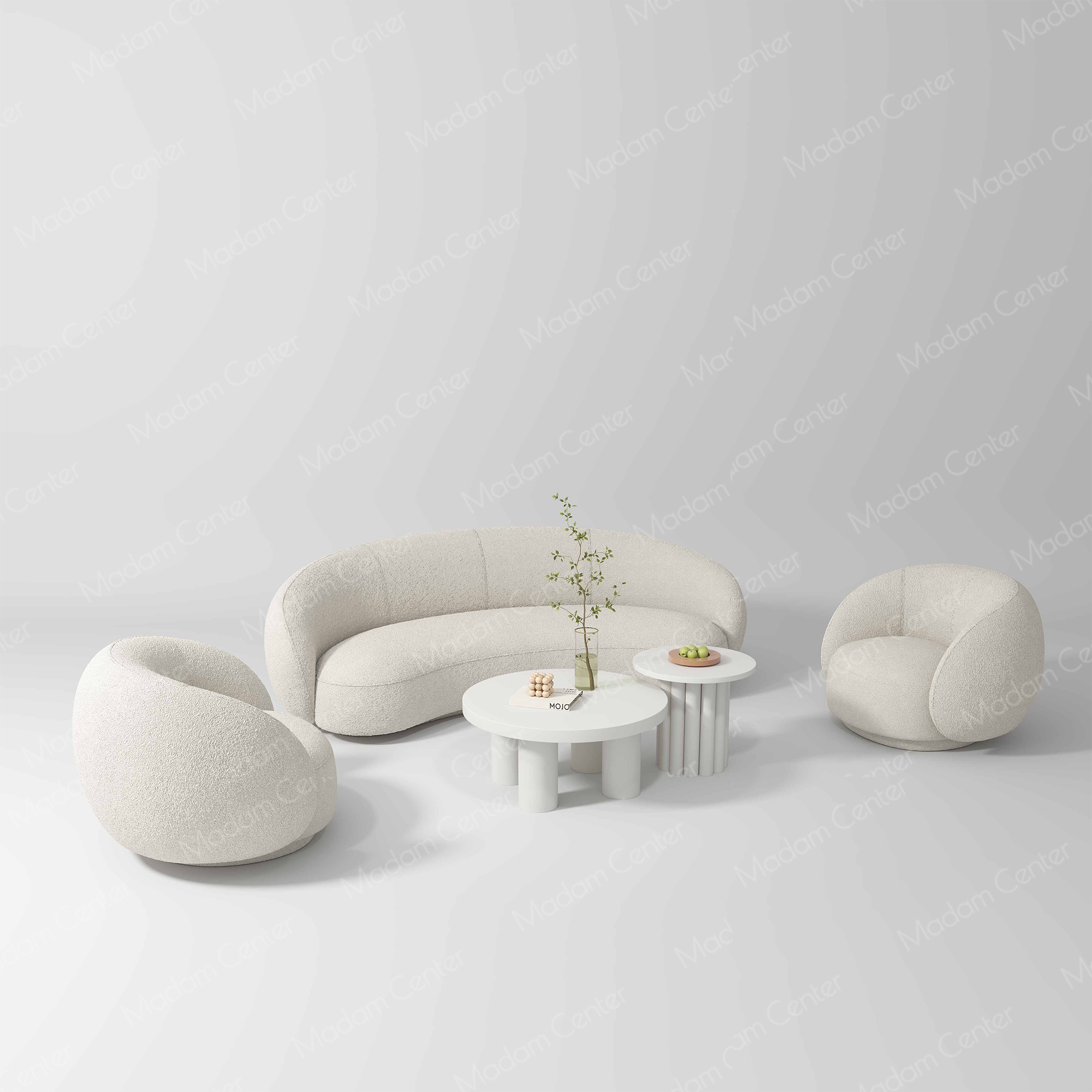 Cashew-Form Curved Sofa Set - 8867