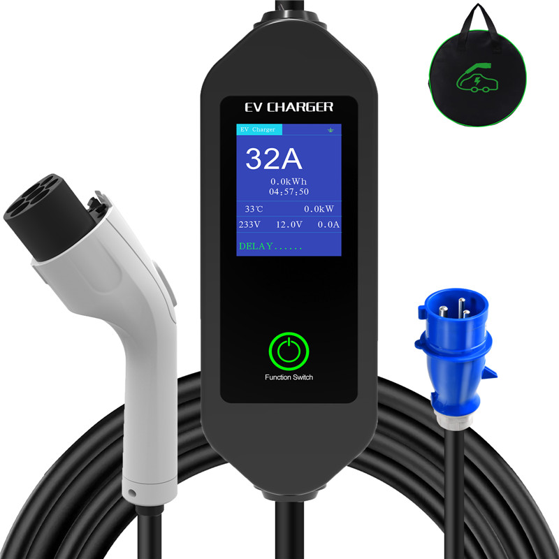 8/10/13/16/32Amp Регулируемый GBT Портативный EV Зарядное Устройство 7KW