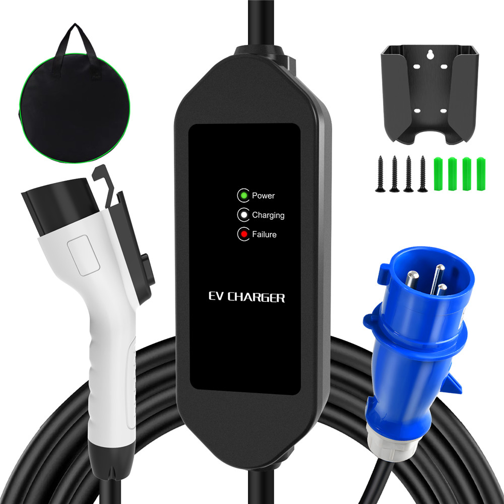 Однофазное Портативное Зарядное Устройство Для Электромобилей Класса 1 Plug And Play 32A 7KW С Вилкой CEE