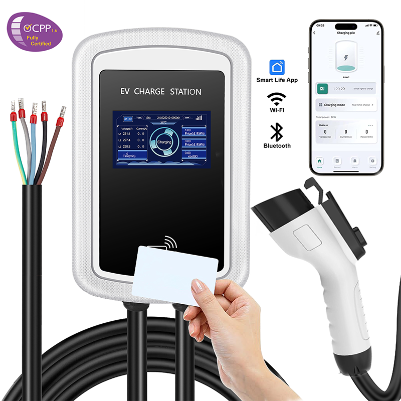 Commercial Single or Three Phase 7/11/22KW Type 1 Wall-mounted EV Charging Station