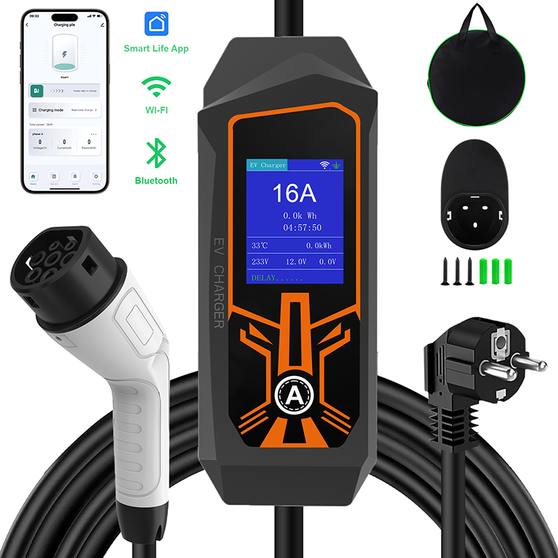 EV Charger Type 2 to Schuko Plug with APP,...