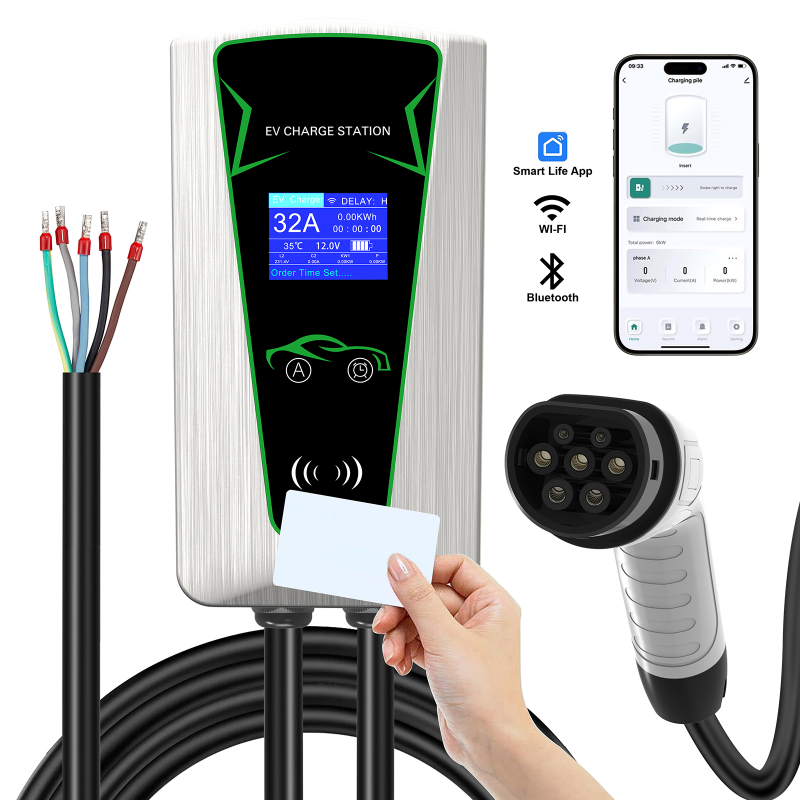 RTFLY EV Charger Factory Type 2 7kw 11kw 22kw Wireless App Wall Mounted Fast Electric Charging Station AC EV Car Charger Support RFID