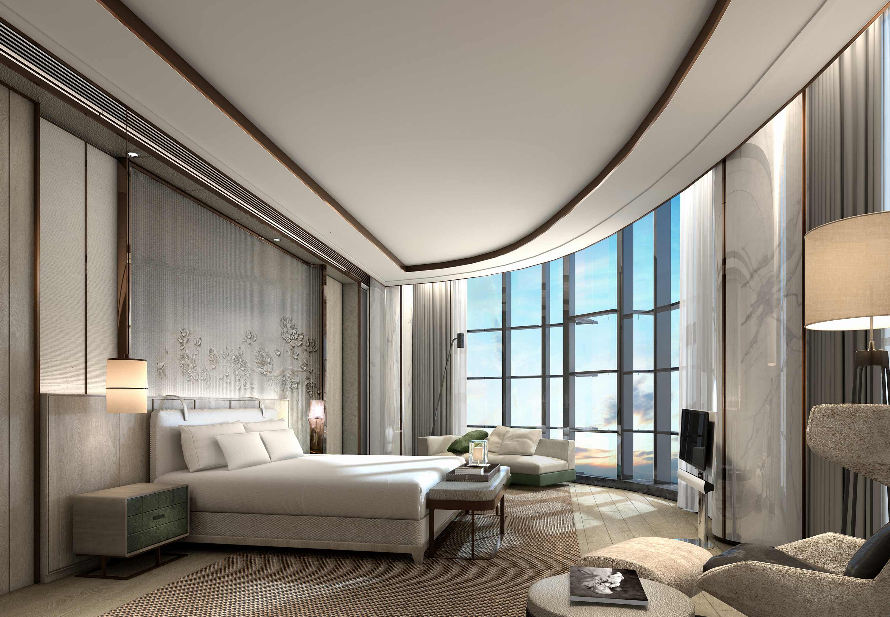 Luxury hotel custom furniture factory hotel room bed J-662