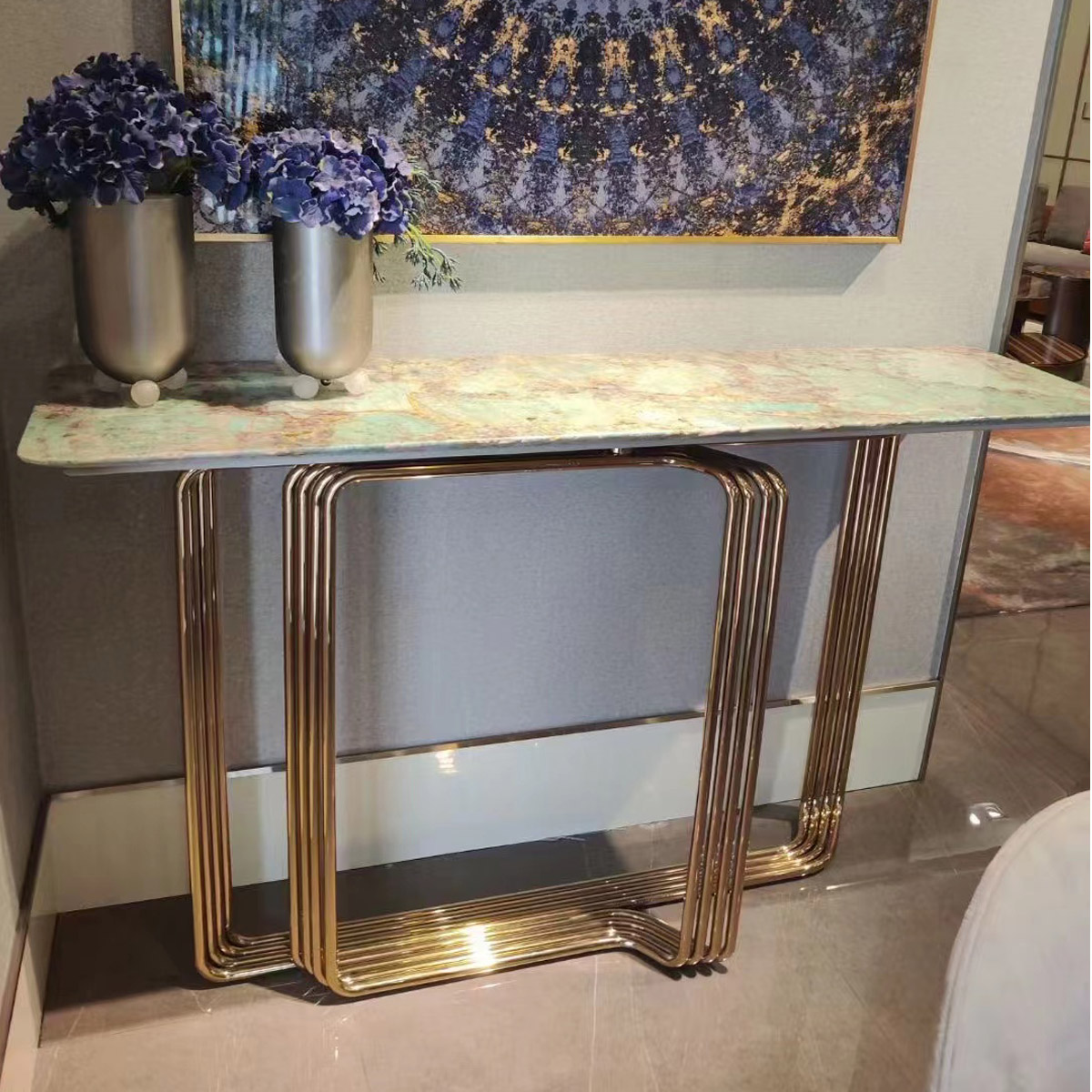 Modern exhibition hall entrance table phot...