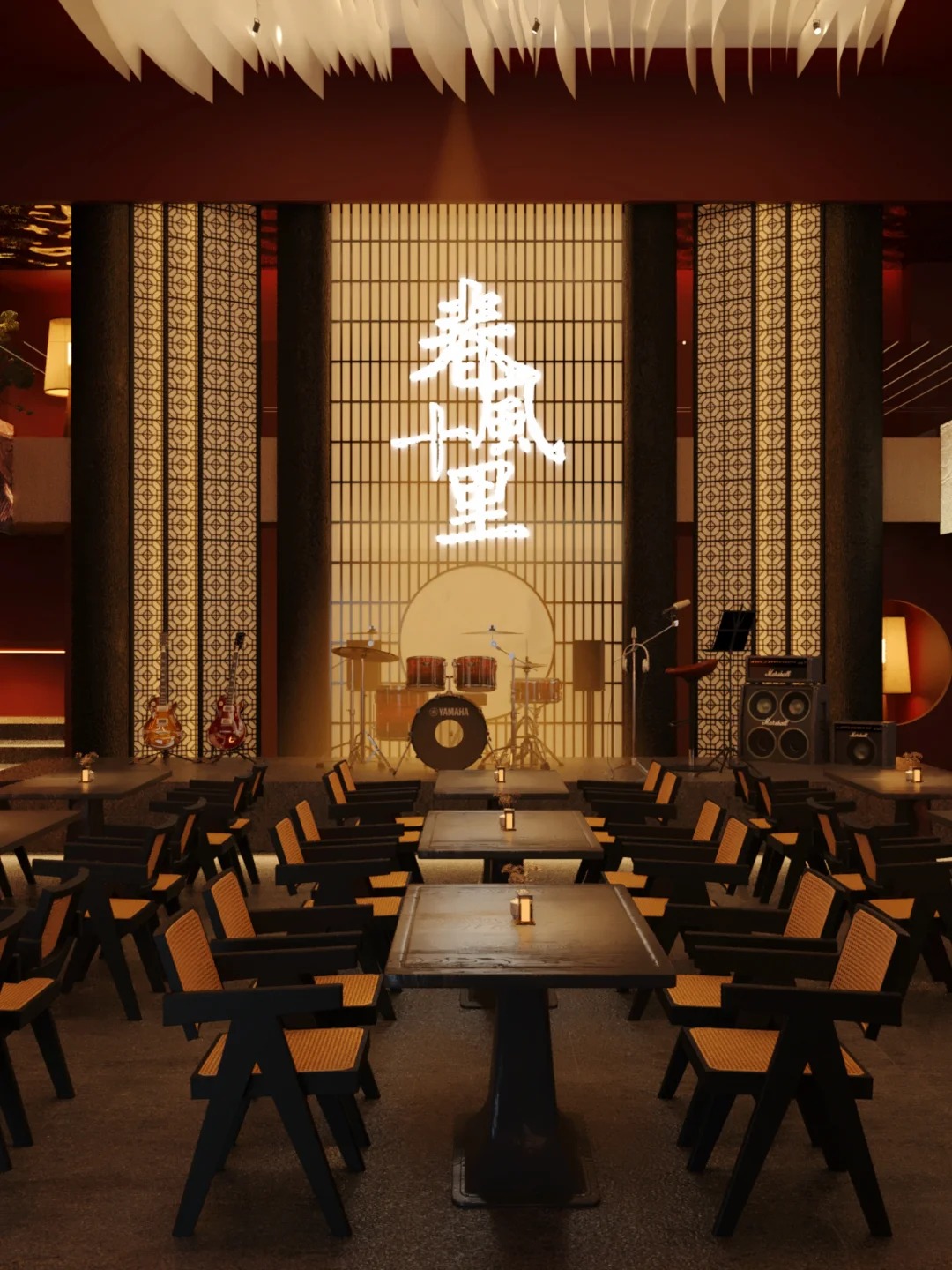 Music restaurant bar renovation, triple interpretation of new Chinese aesthetics