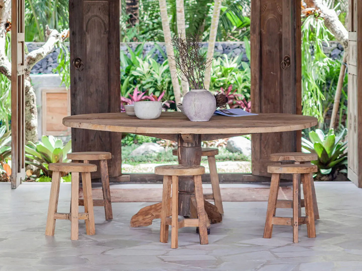 Production factory log dining table dining chai...
