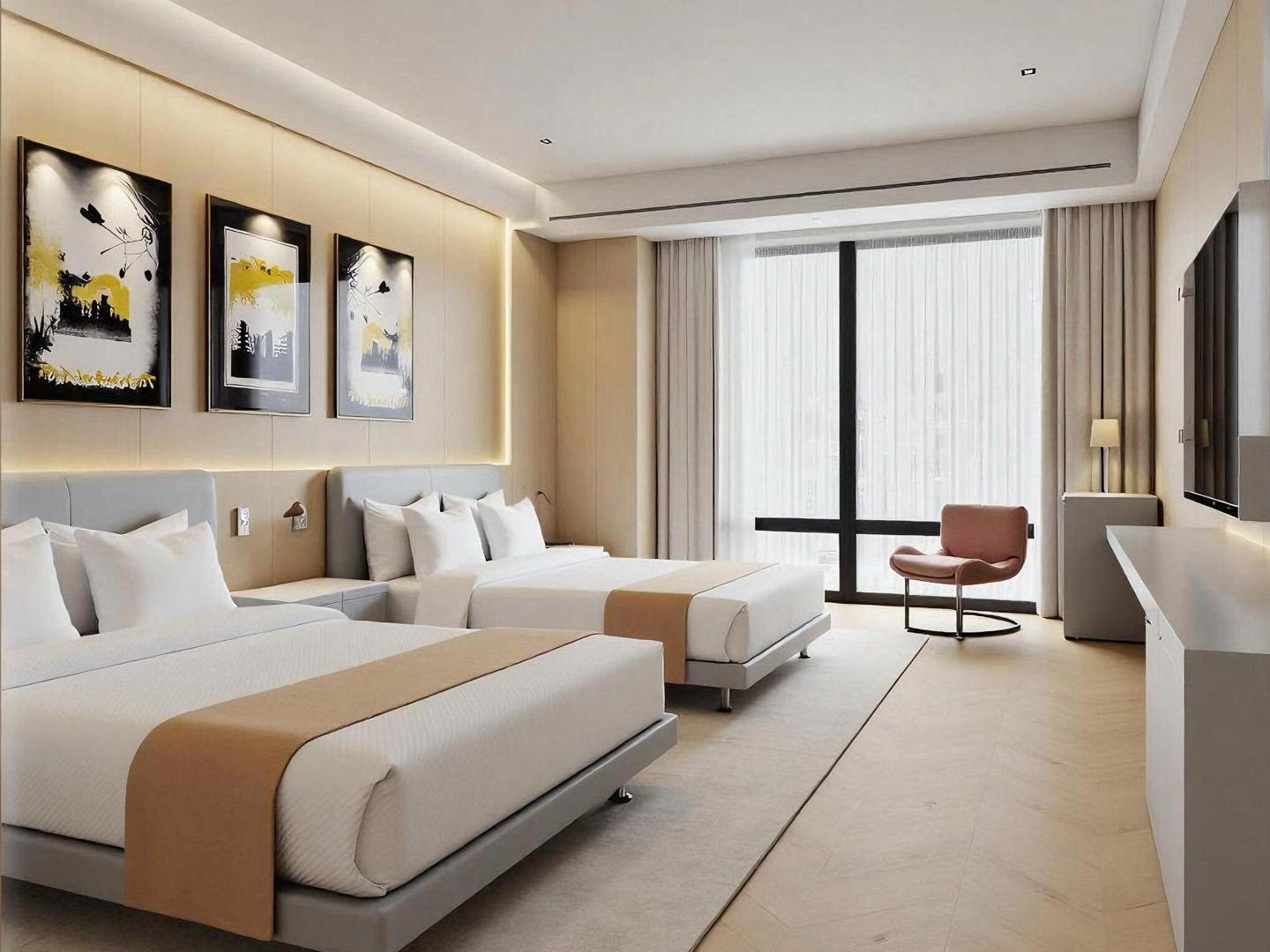 High-end hotel furniture star bedroom set GD237