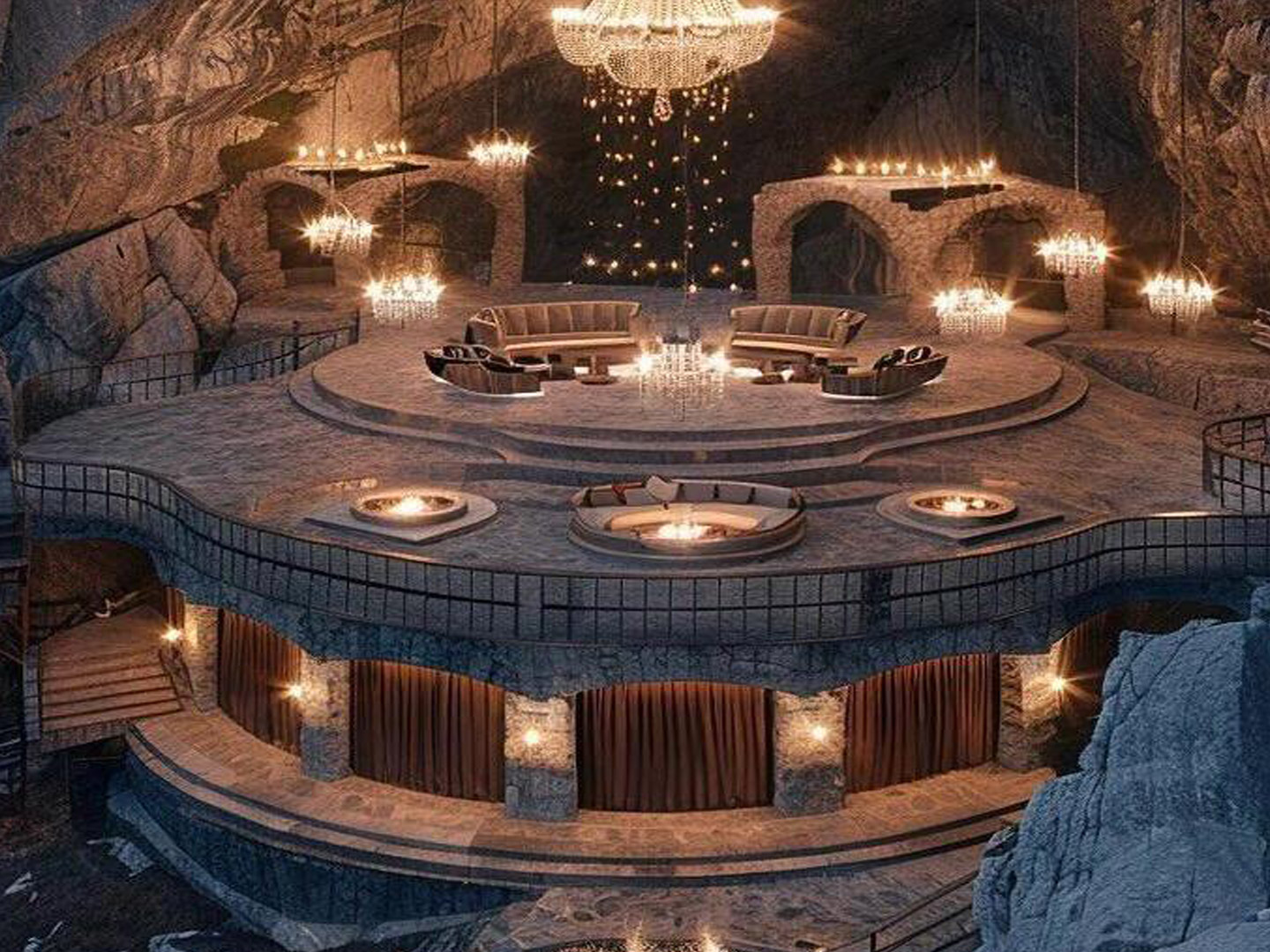 Custom-made furniture for the cliffside cave resort hotel GD509
