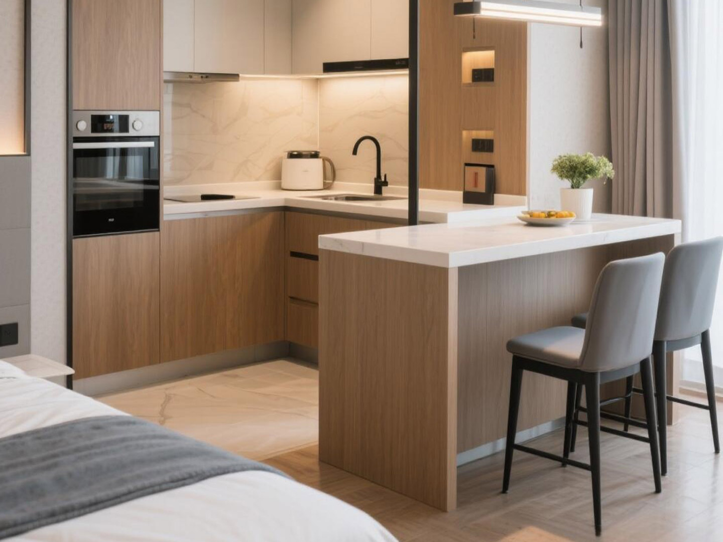 Hotel apartment open kitchen custom furniture G44