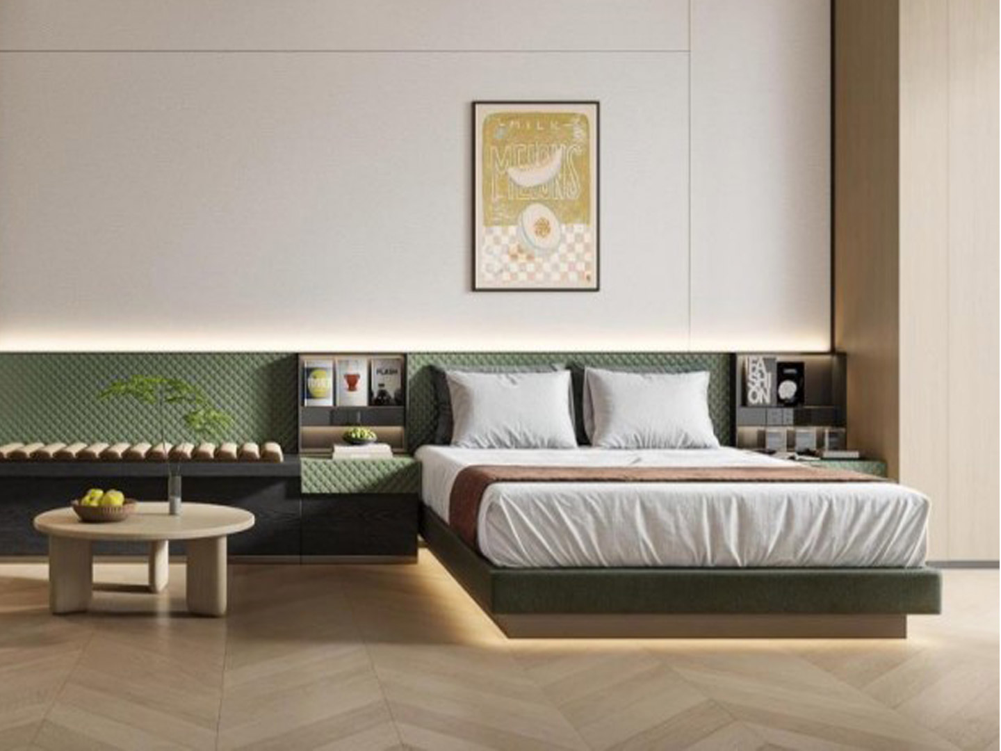 Modern apartment rental unit with minimalist st...