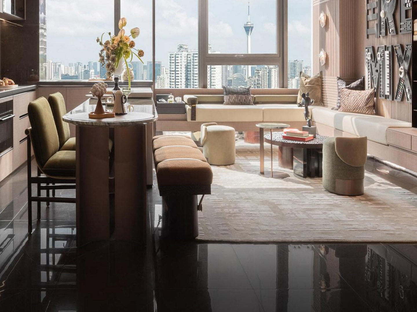 Customized minimalist duplex apartment furnitur...