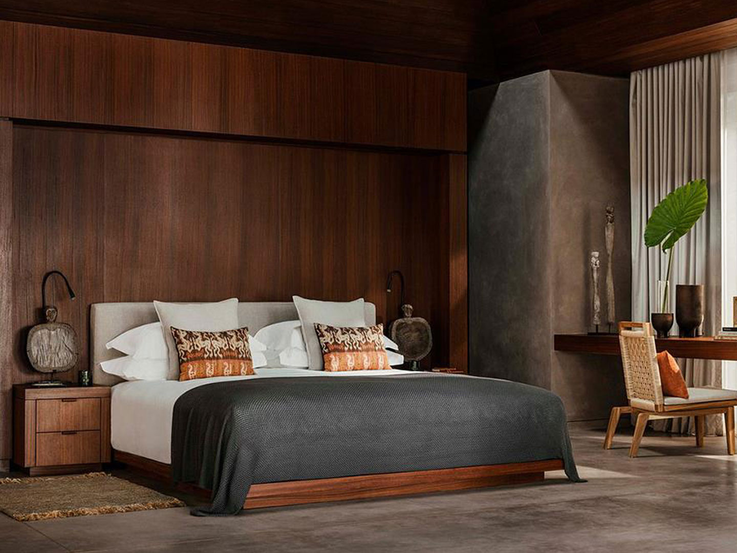 Luxury bedroom furniture villa hotel design custom double bed F-053