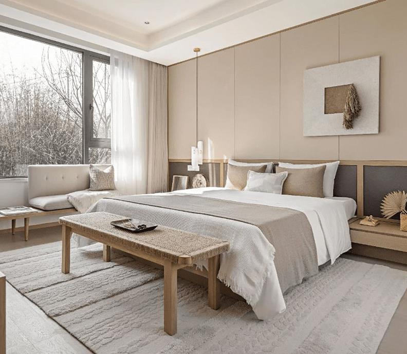 Natural log engineering custom furniture double bed F024