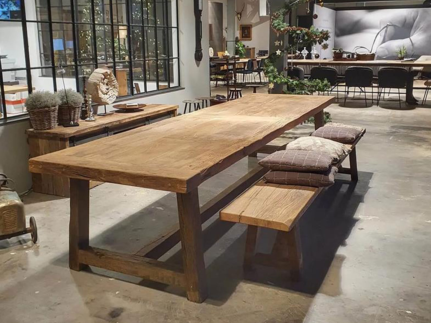 Villa B&B project luxury dining table natural log furniture F009