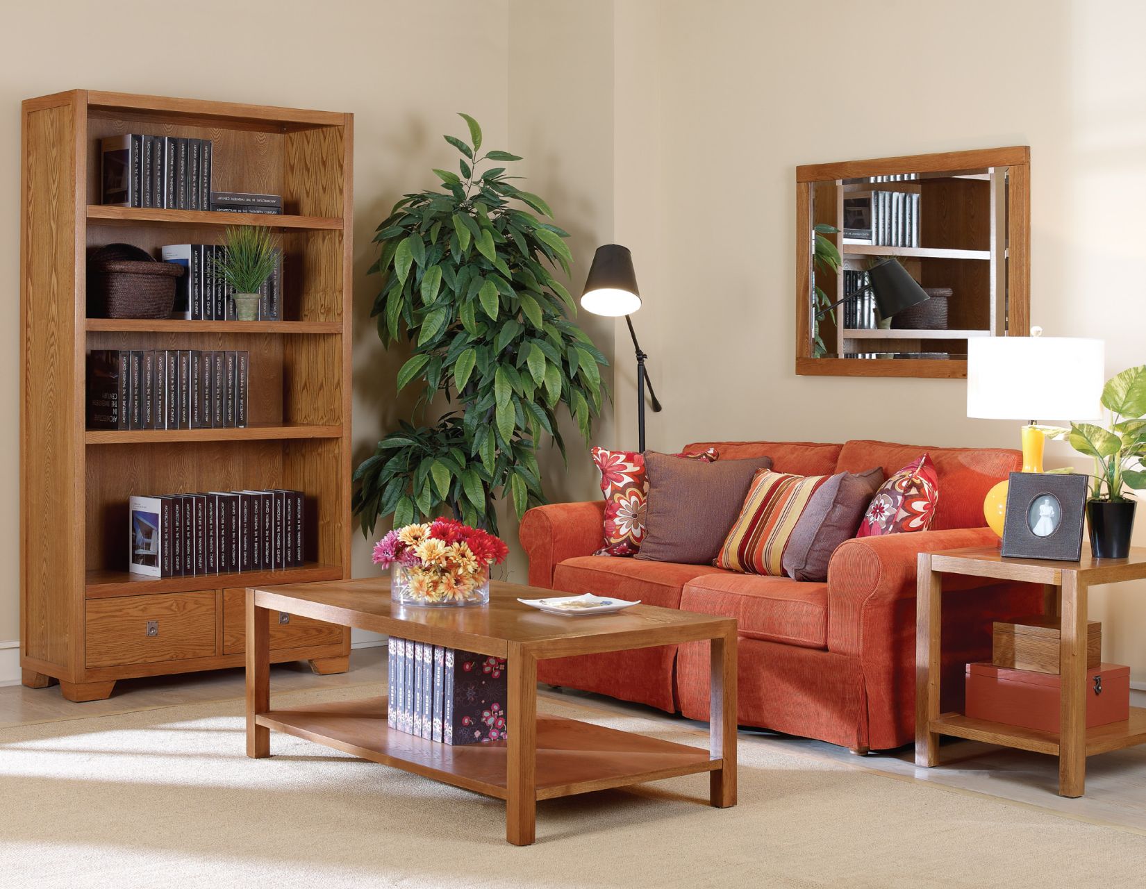 Solid wood living room fabric sofa set B090
